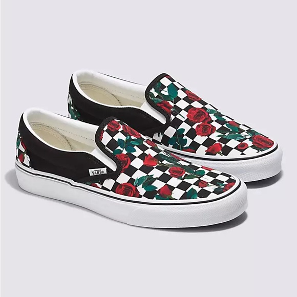 Vans Shoes - Vans slip-on red roses
